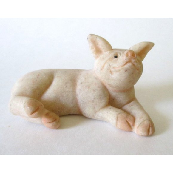 Quarry Critters Patch Pig Piggy Figurine  - Vintage 2000 Farm Farmhouse Decor - Picture 2 of 6